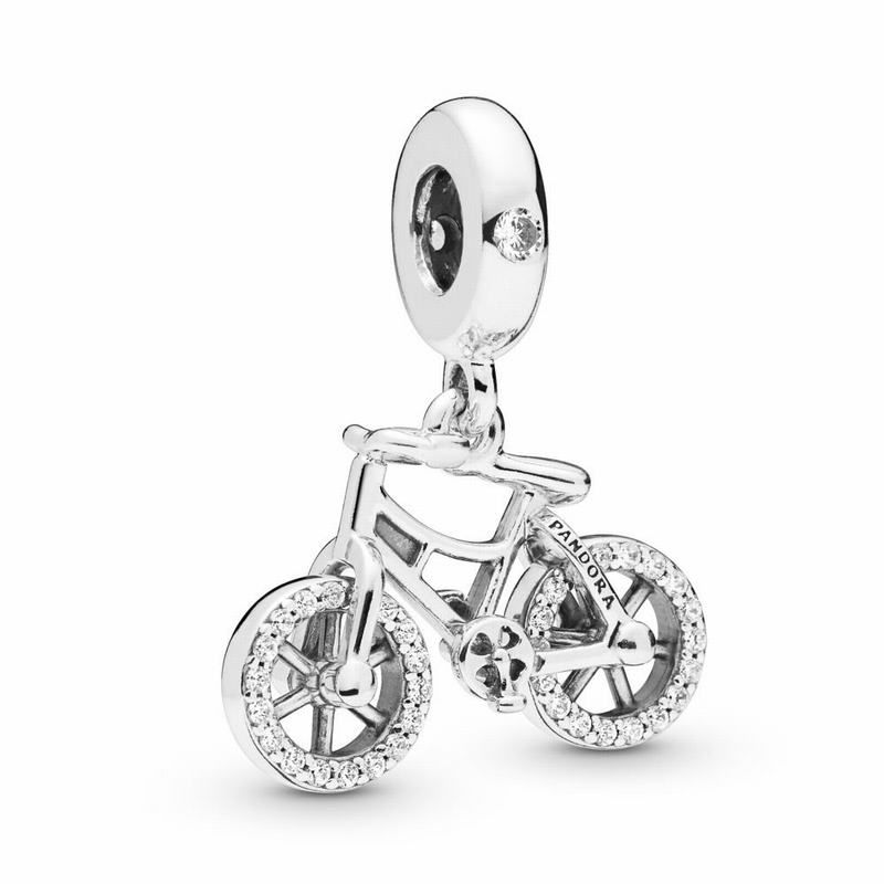 Pandora Brilliant Bicycle Dangle Charm - Sterling Silver/Cubic Zirconia - Canada | SW9124AD